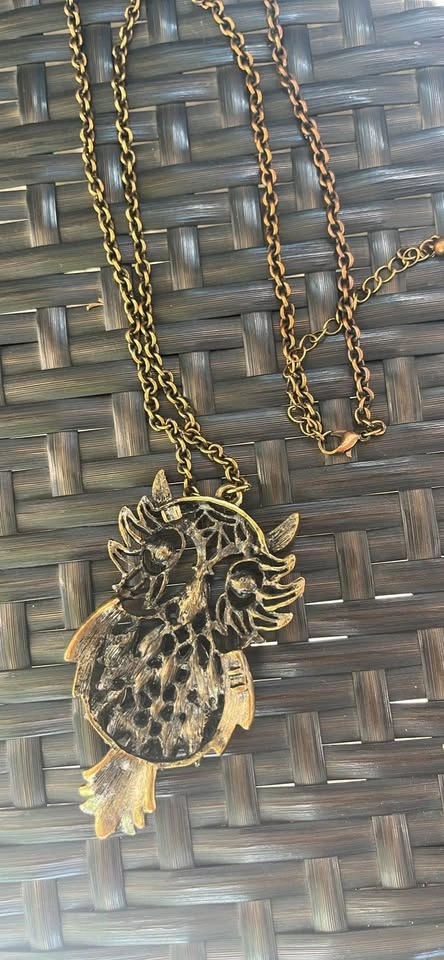 Vintage Y2K Crystal Owl Necklace - photo 3
