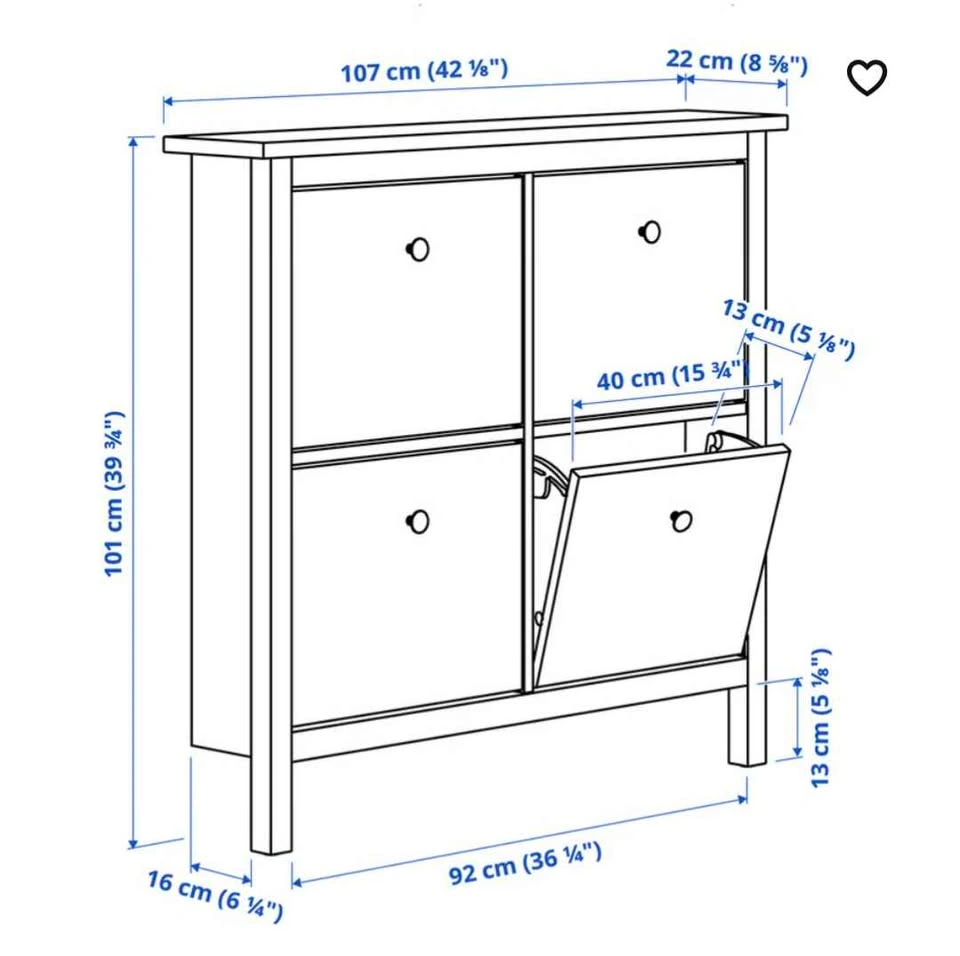 IKEA HEMNES Shoe Cabinet with 4 Compartments - photo 3