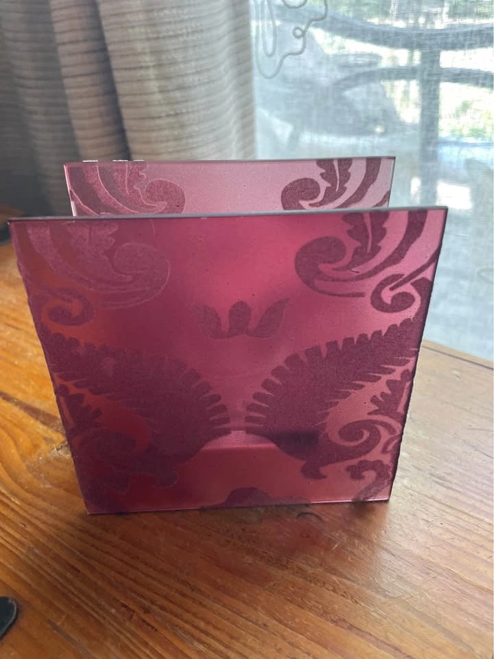 Purple Etched Glass Candle Holder from England - photo 3