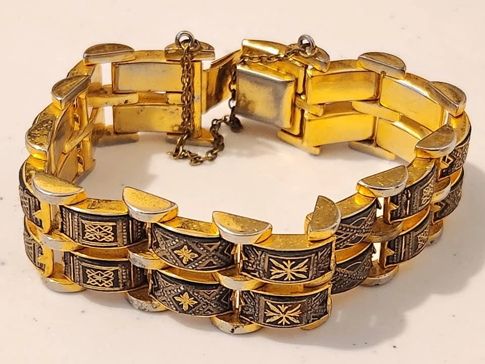 Double Stacked Damascene Panel Bracelet
