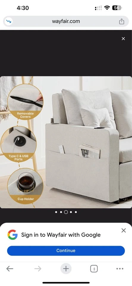 Wayfair 56" 3-in-1 Sleeper Sofa Convertible - photo 5