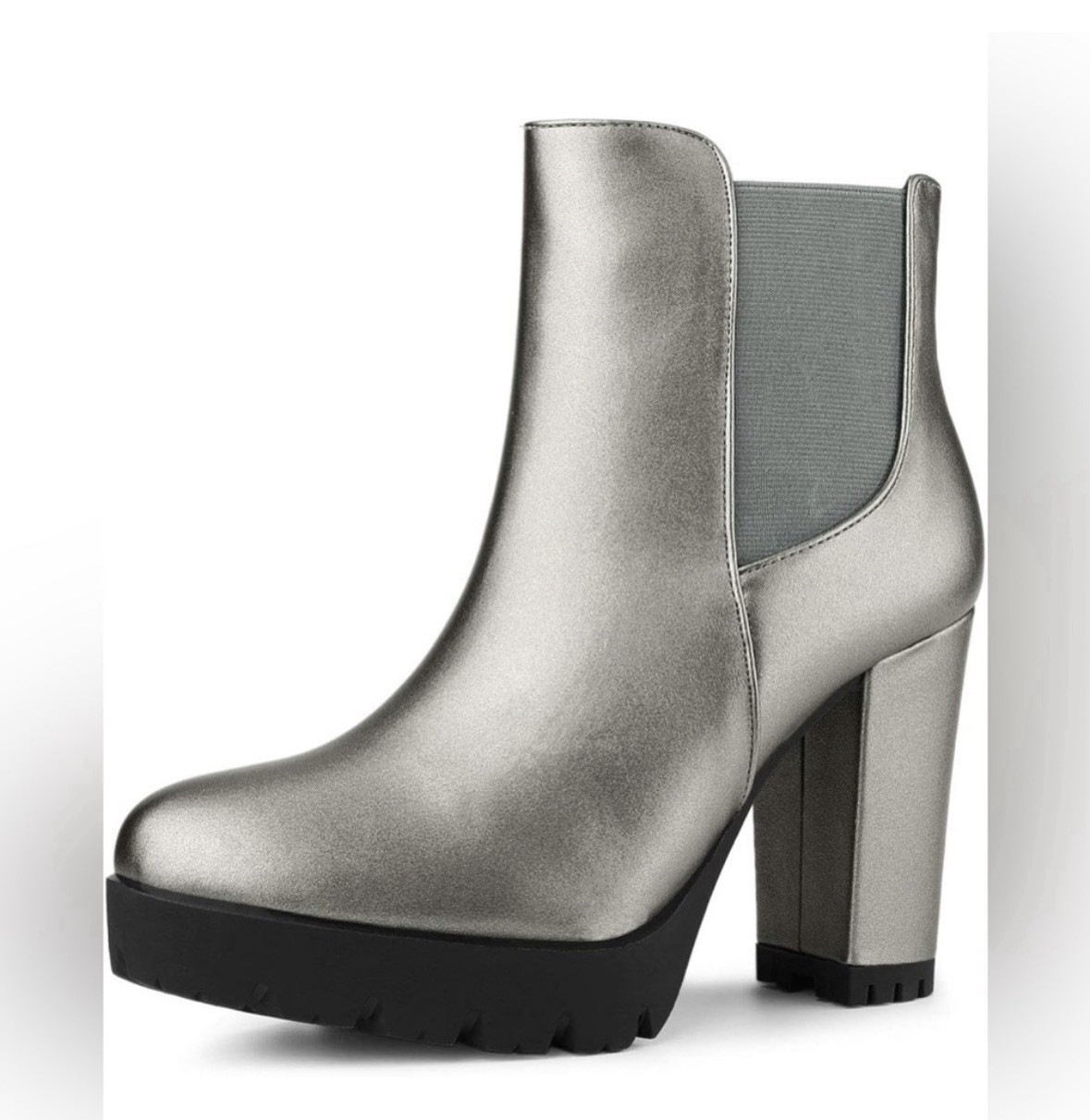 Allegra K Silver High Heel Ankle Boots - Size 7 - photo 2