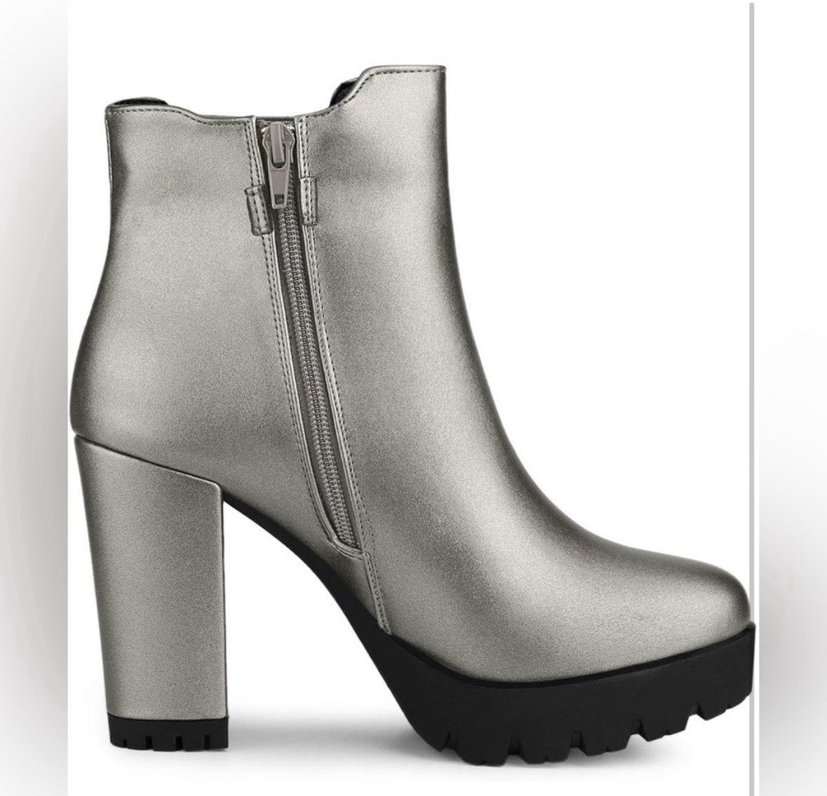Allegra K Silver High Heel Ankle Boots - Size 7 - photo 3