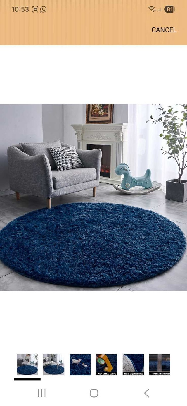 New Navy Blue 7x7 ft Round Rug