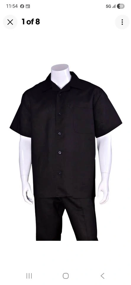 STEALTH Black Short Sleeve Collared Shirt L and XL