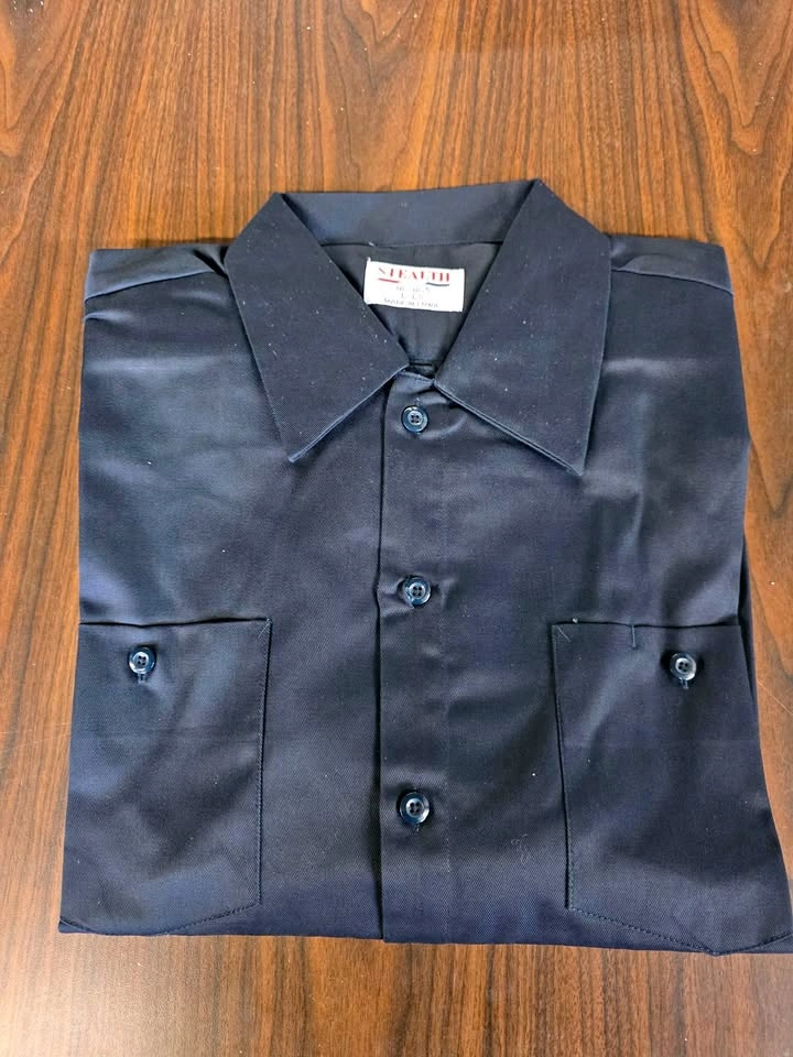 STEALTH navy long sleeve button-up work shirt L and XL