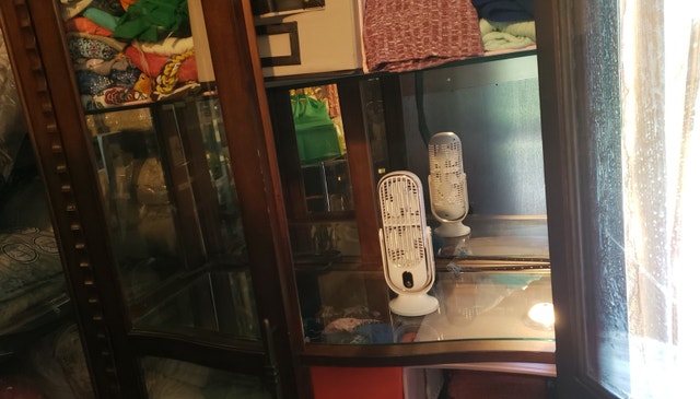 2 Large Wood Display Cabinets with Glass Shelves - photo 3