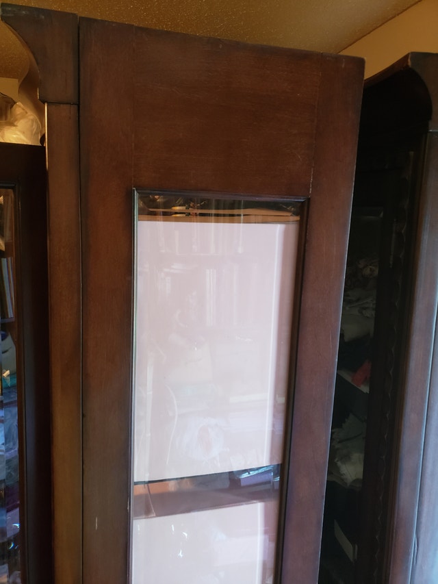2 Large Wood Display Cabinets with Glass Shelves - photo 4