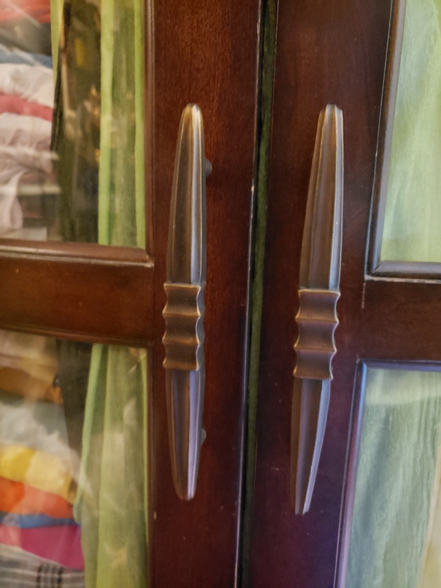 2 Large Wood Display Cabinets with Glass Shelves - photo 5