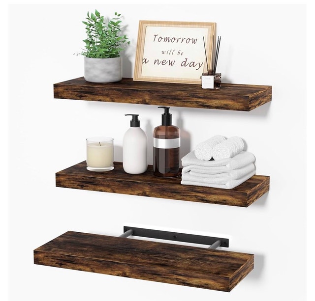 Upsimples 3PC Dark Brown Floating Shelves set BRAND NEW!