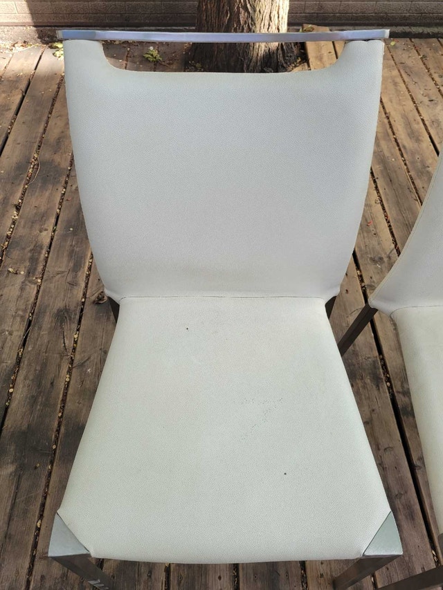 Set of 3 White Faux Leather Dining Chairs - photo 2