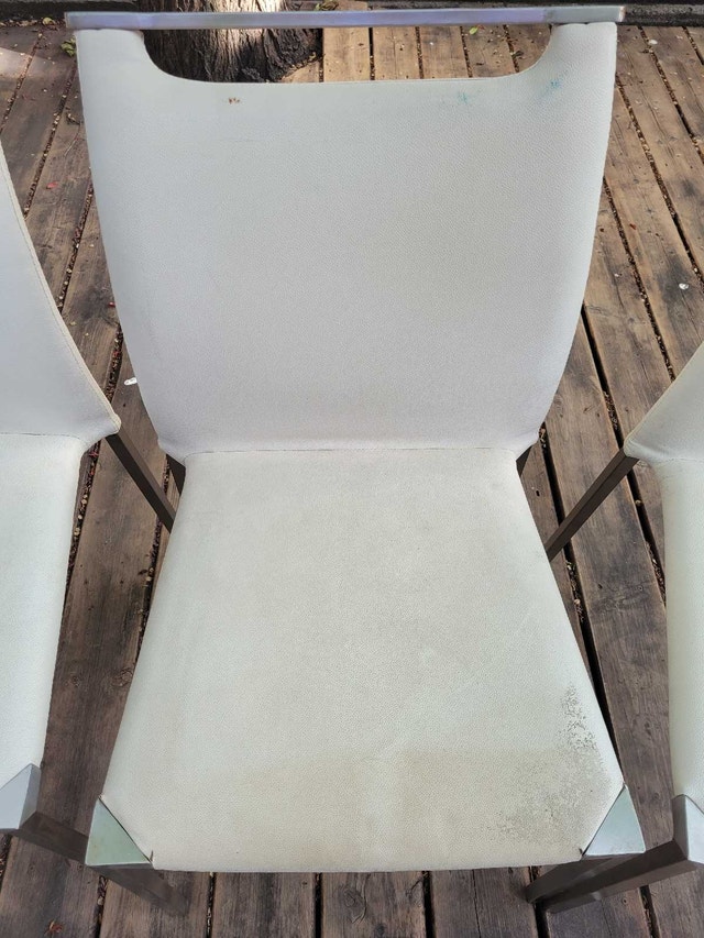 Set of 3 White Faux Leather Dining Chairs - photo 3