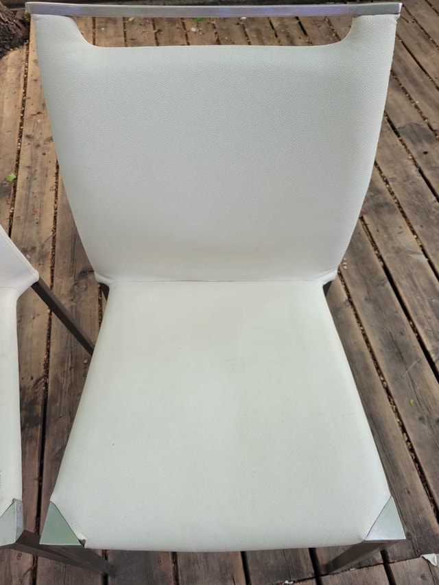 Set of 3 White Faux Leather Dining Chairs - photo 4