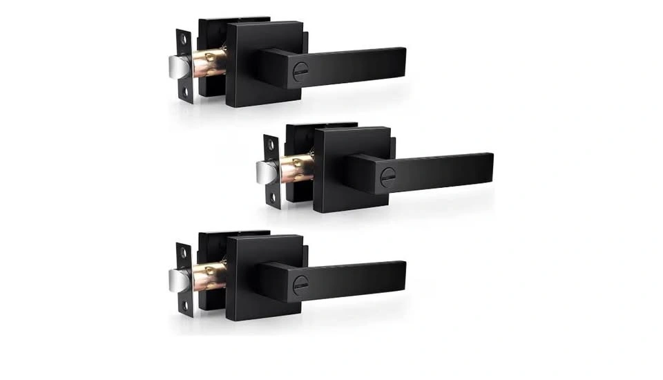 Probrico 3 Pack Matte Black Square Privacy Door Levers