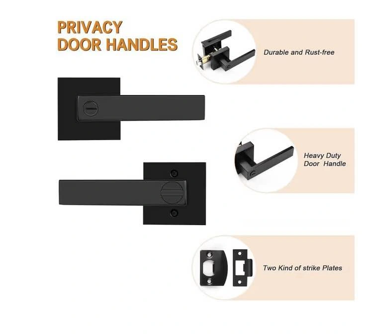 Probrico 3 Pack Matte Black Square Privacy Door Levers - photo 4