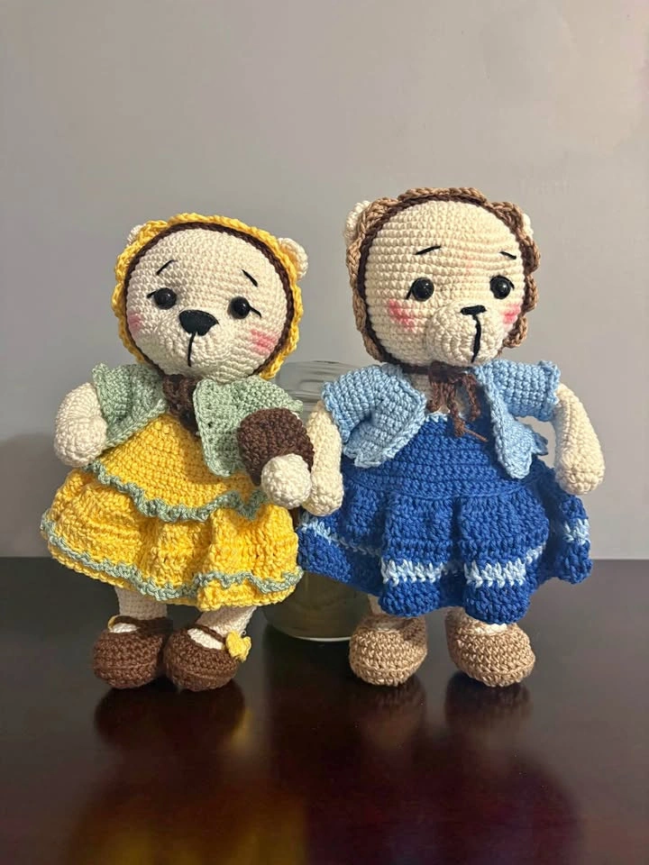 Handmade Crochet Bears with Dress