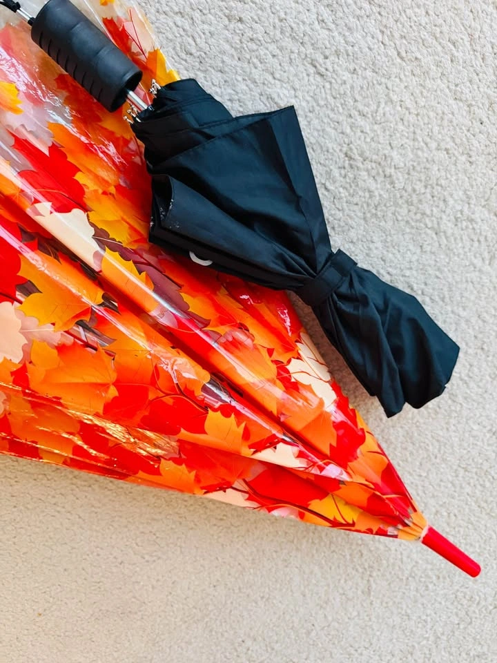 2 Full Size Umbrellas – Black & Floral Print - photo 4