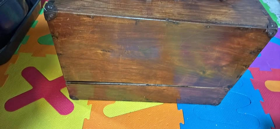 Antique wood suitcase