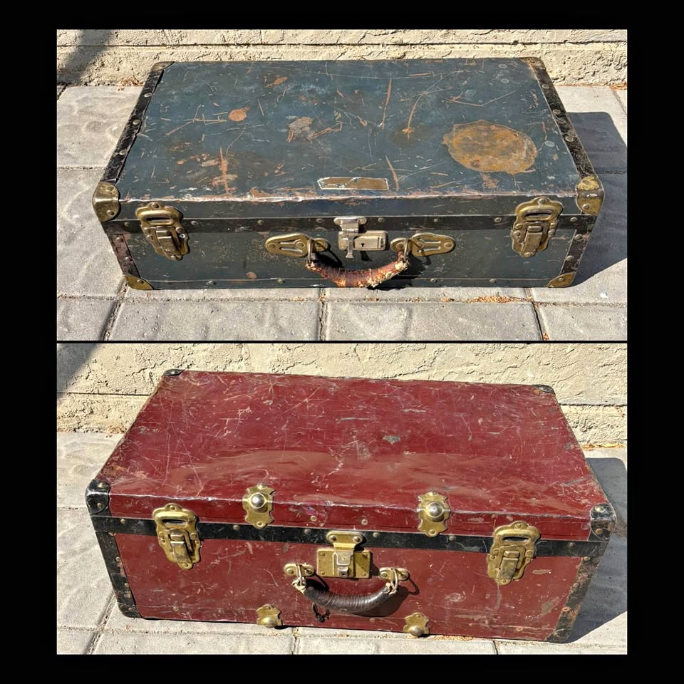 Antique metal suitcases