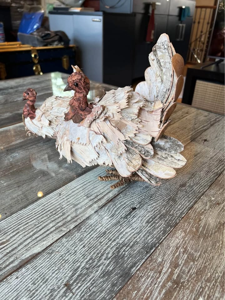 Handmade Birch Bark Turkey Figurines – Rustic Decor - photo 2