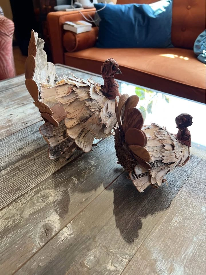 Handmade Birch Bark Turkey Figurines – Rustic Decor - photo 4