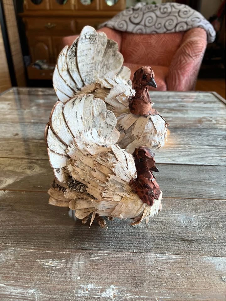 Handmade Birch Bark Turkey Figurines – Rustic Decor - photo 5