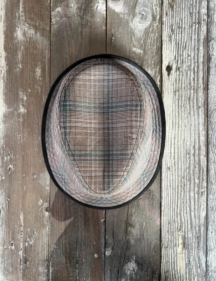 Men's Blue Grey Plaid Fedora Hat - photo 4