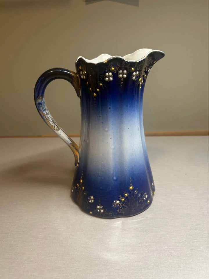 Antique Flow Blue Luneville France Pitcher - photo 3