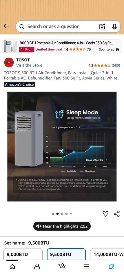 TOSOT 9,500 BTU Portable AC, Fan, Dehumidifier - photo 2