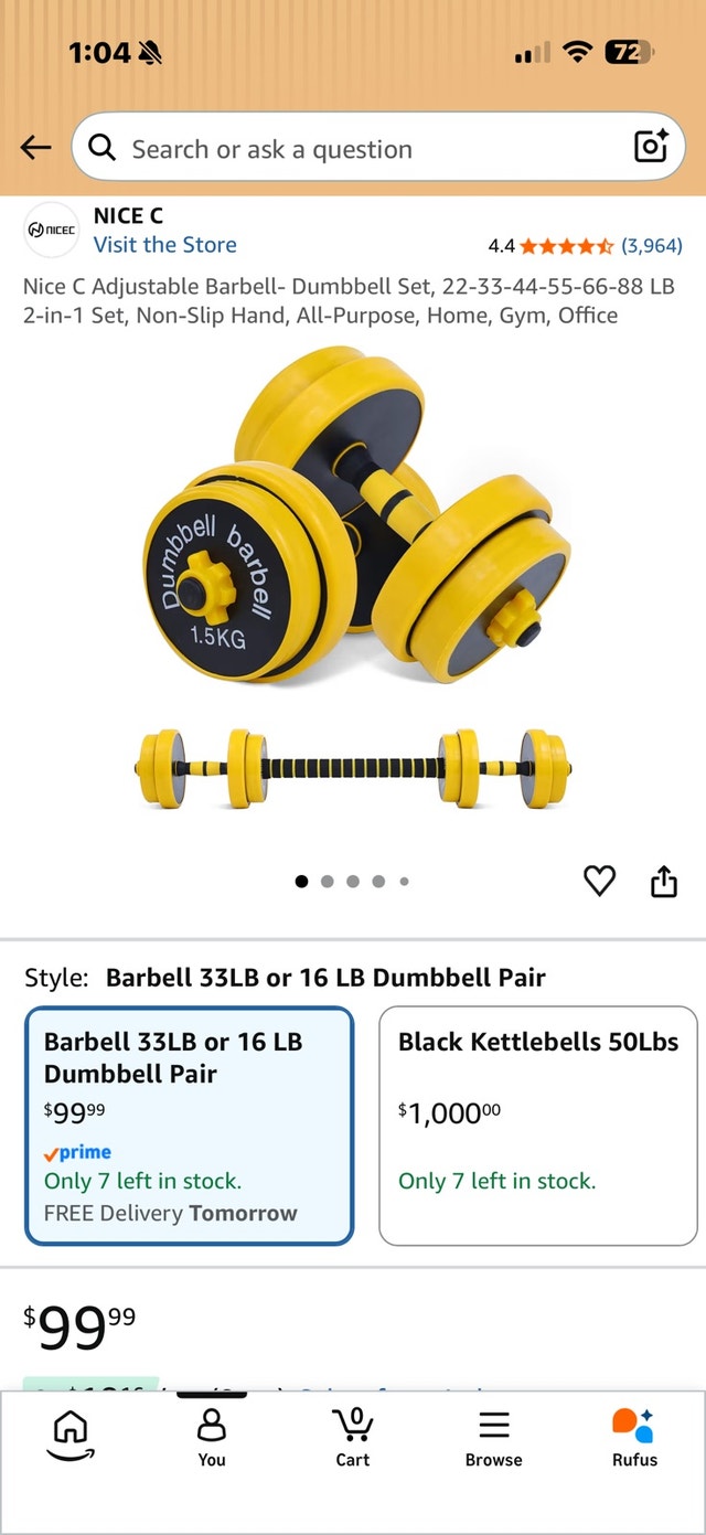 NICE C Dumbbell Barbell Set - photo 2