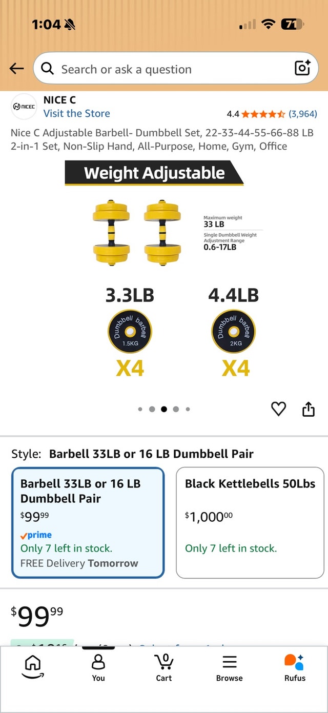 NICE C Dumbbell Barbell Set - photo 3