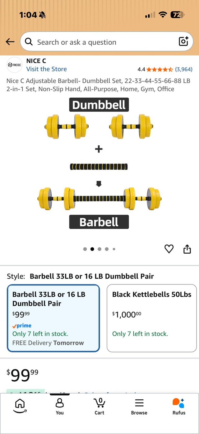 NICE C Dumbbell Barbell Set - photo 4