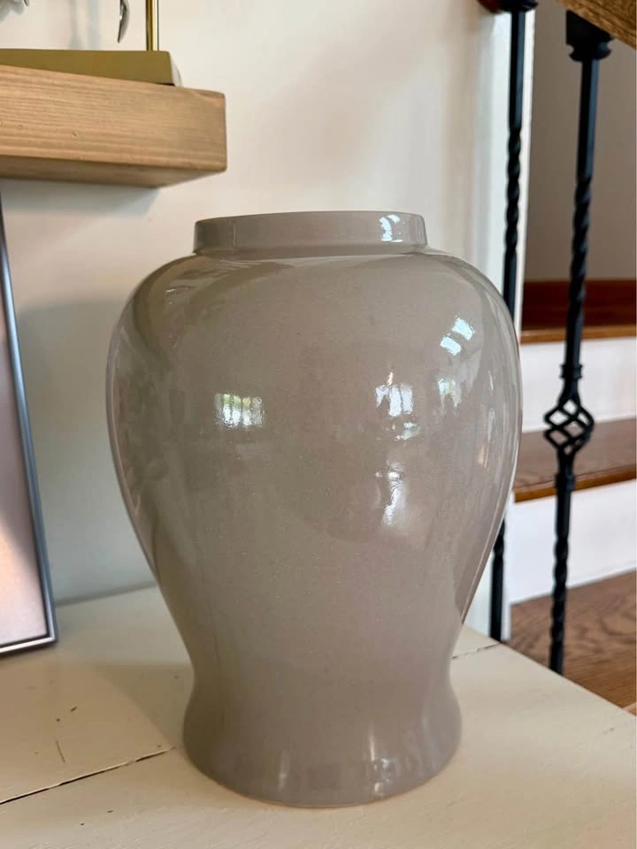 Minimalist Taupe Ceramic Vase, 13" - photo 2