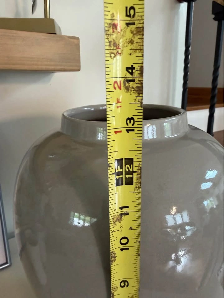 Minimalist Taupe Ceramic Vase, 13" - photo 3