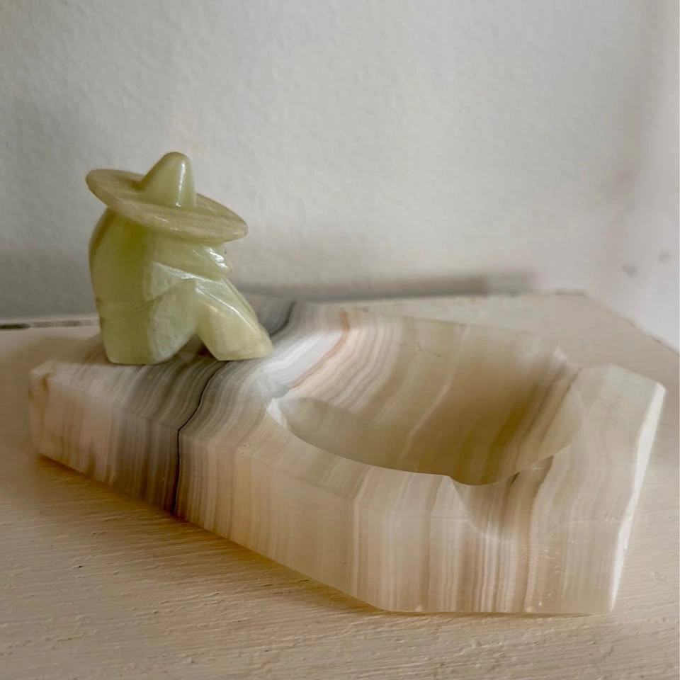 Vintage Banded Onyx Tray | Sculptural Stone Decor | Catchall or - photo 2