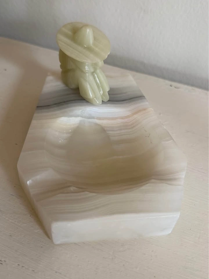 Vintage Banded Onyx Tray | Sculptural Stone Decor | Catchall or - photo 3
