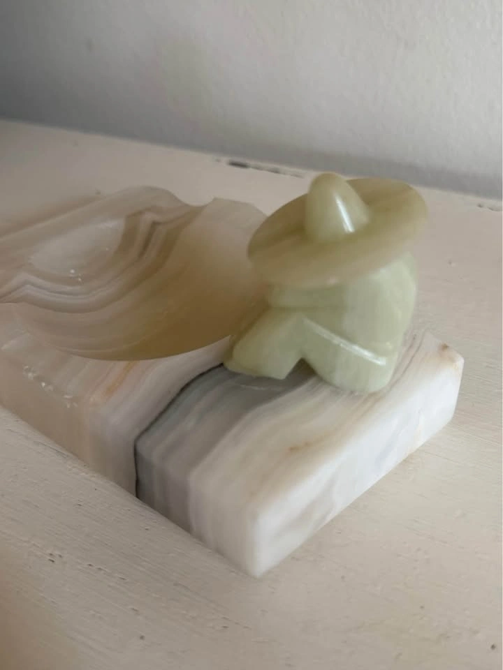 Vintage Banded Onyx Tray | Sculptural Stone Decor | Catchall or - photo 4
