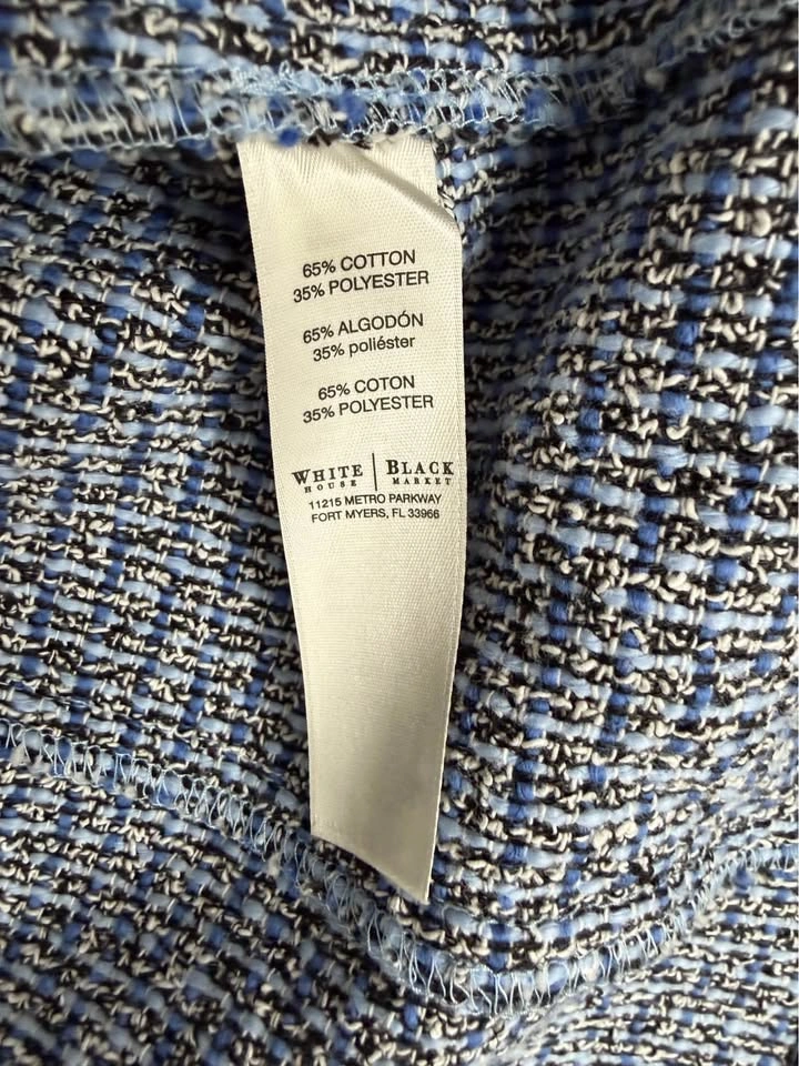 Blue Tweed Cropped Jacket with Fringe | White House Black Market - photo 3