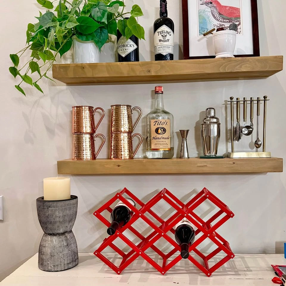 Expandable Wine Rack | Red Metal Bar Storage | Holds Multiple Bo