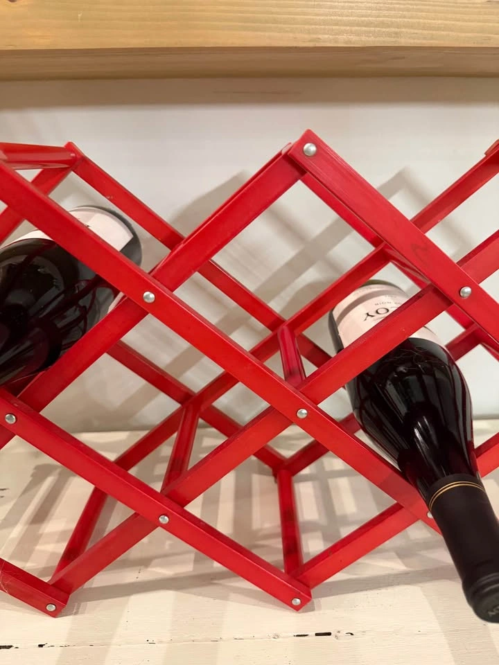 Expandable Wine Rack | Red Metal Bar Storage | Holds Multiple Bo - photo 2