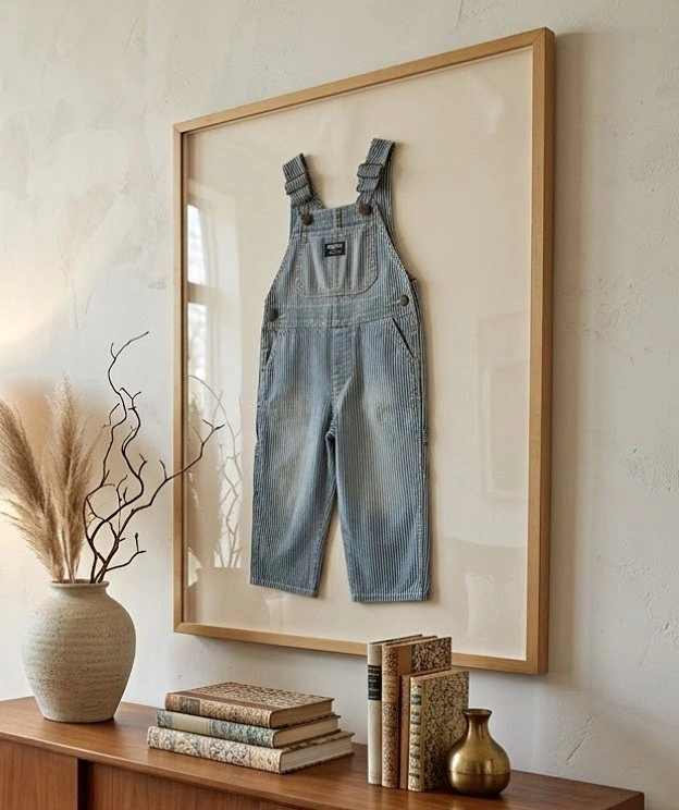 OshKosh Denim Textile Art | Framed Heritage Overalls (27 x 36)