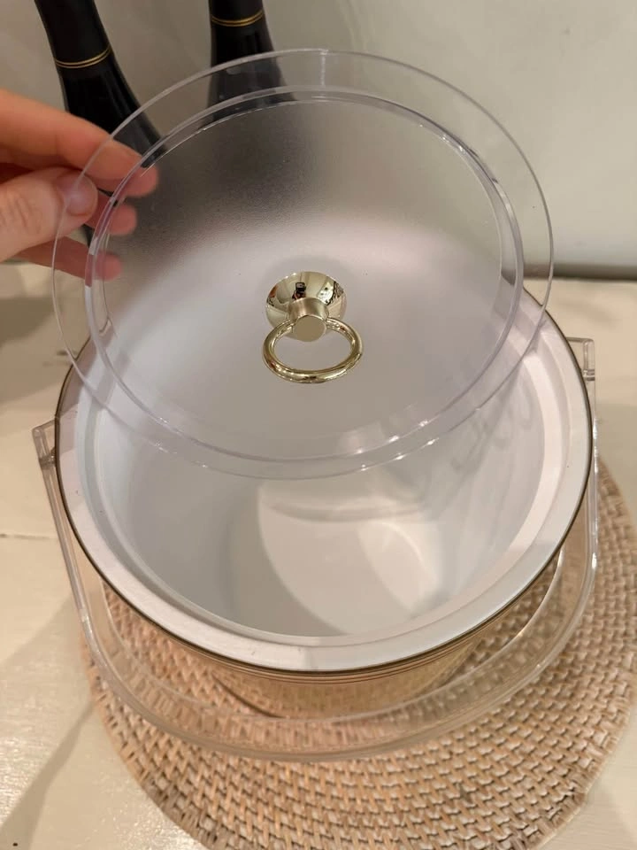 Vintage Brass Ice Bucket | Acrylic Handles | Hollywood Regency B - photo 2