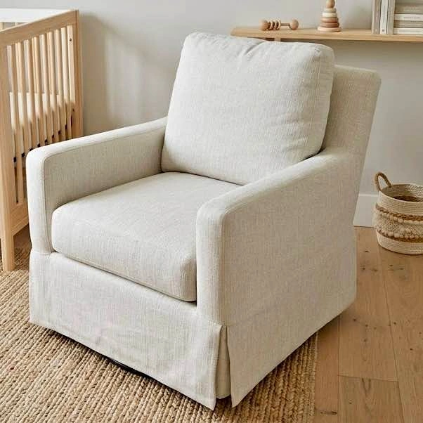 Cream Linen Nursery Glider • Pottery Barn Style Slipcovered Rock
