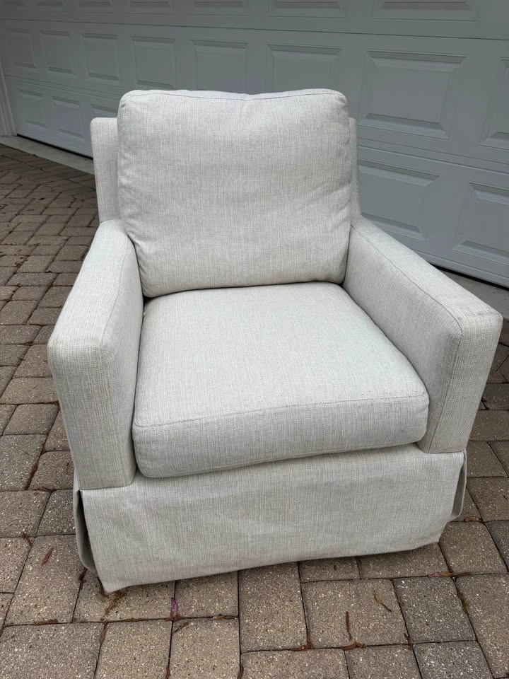 Cream Linen Nursery Glider • Pottery Barn Style Slipcovered Rock - photo 2
