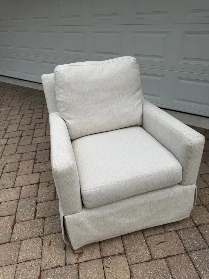 Cream Linen Nursery Glider • Pottery Barn Style Slipcovered Rock - photo 3