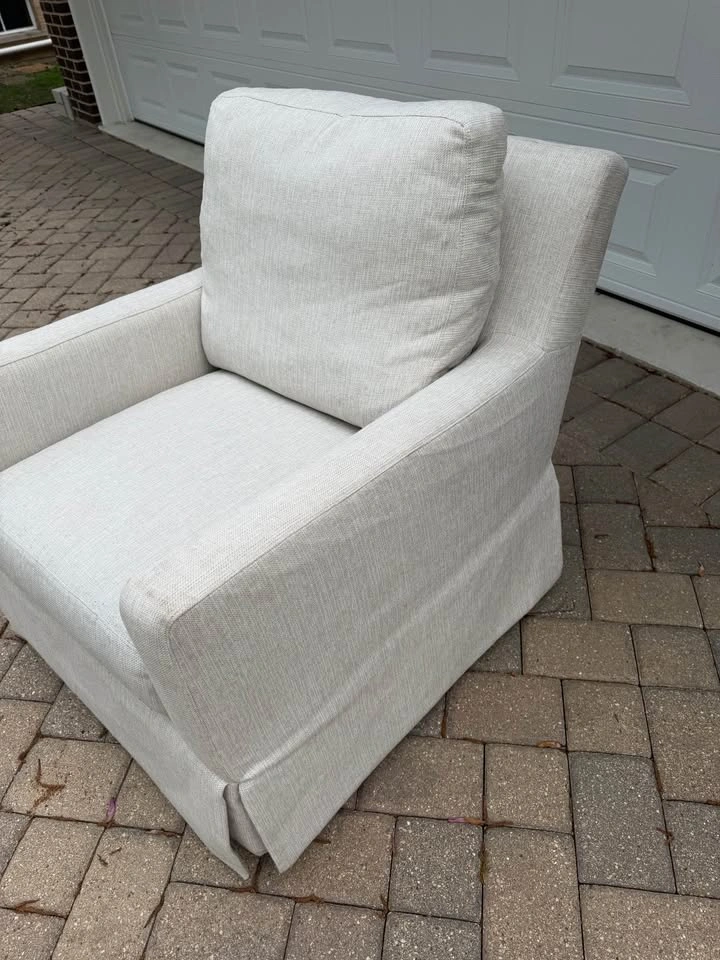Cream Linen Nursery Glider • Pottery Barn Style Slipcovered Rock - photo 4