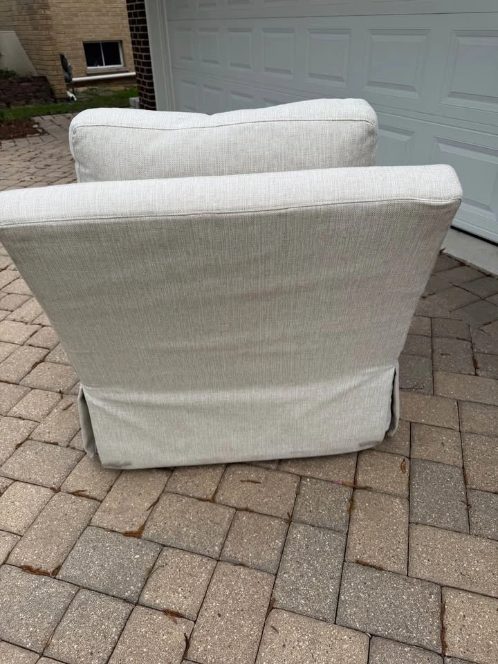 Cream Linen Nursery Glider • Pottery Barn Style Slipcovered Rock - photo 5