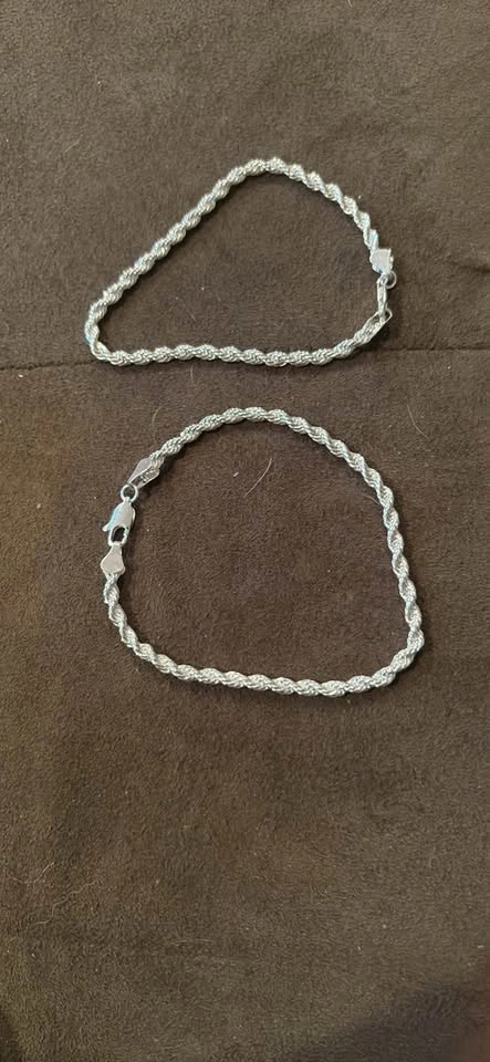 Silver Rope Chain Necklace and Bracelets Set 925 - photo 2