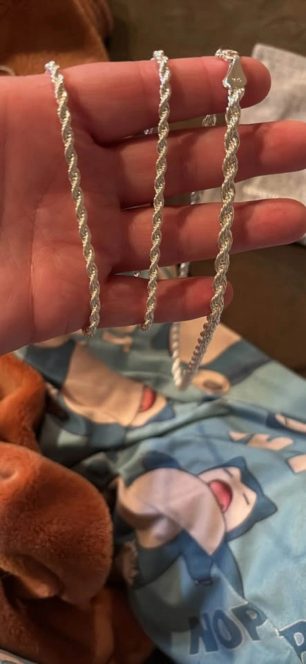 Silver Rope Chain Necklace and Bracelets Set 925 - photo 3