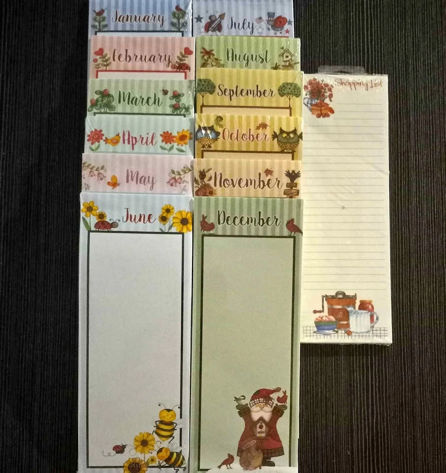 12-Pack Magnetic Monthly Notepads & Shopping List